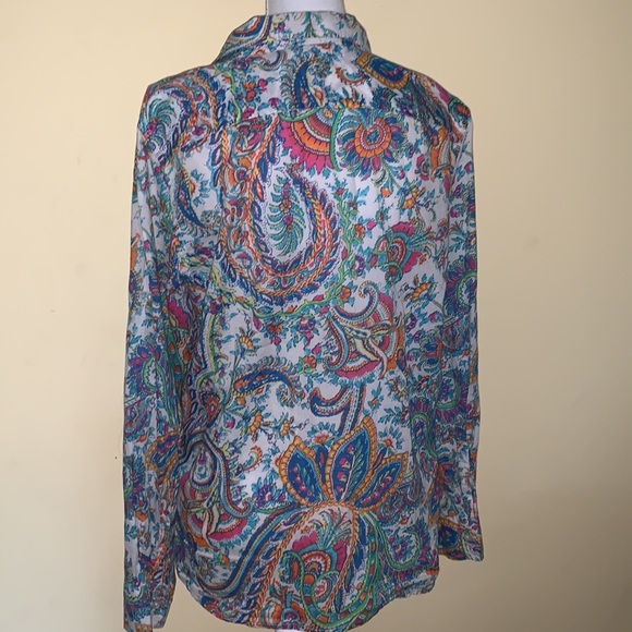 Ralph Lauren Button Down Shirt Multi Color Psychedelic 70s Vibe Boho - Picture 4 of 8